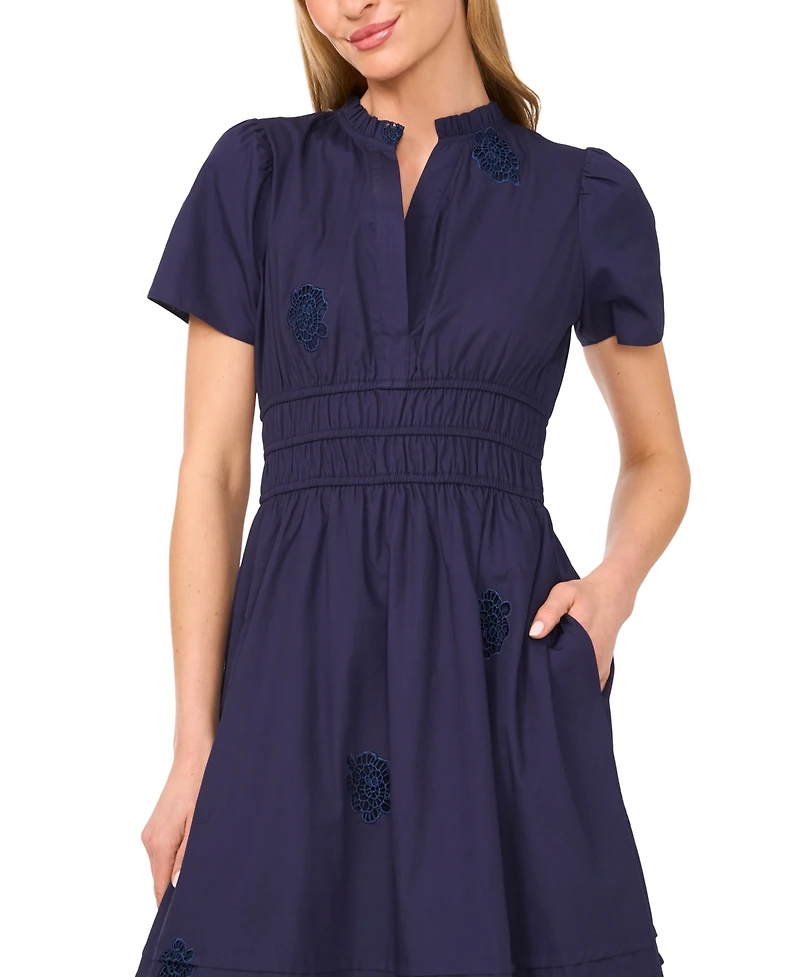 CeCe Women's Short-Sleeve V-Neck Midi Dress