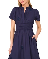 CeCe Women's Short-Sleeve V-Neck Midi Dress