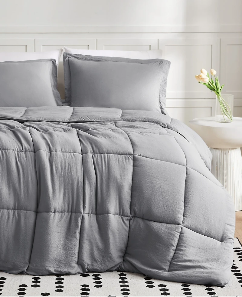 Truly Soft Garment Wash Solid 3-Pc. Comforter Set, Full/Queen