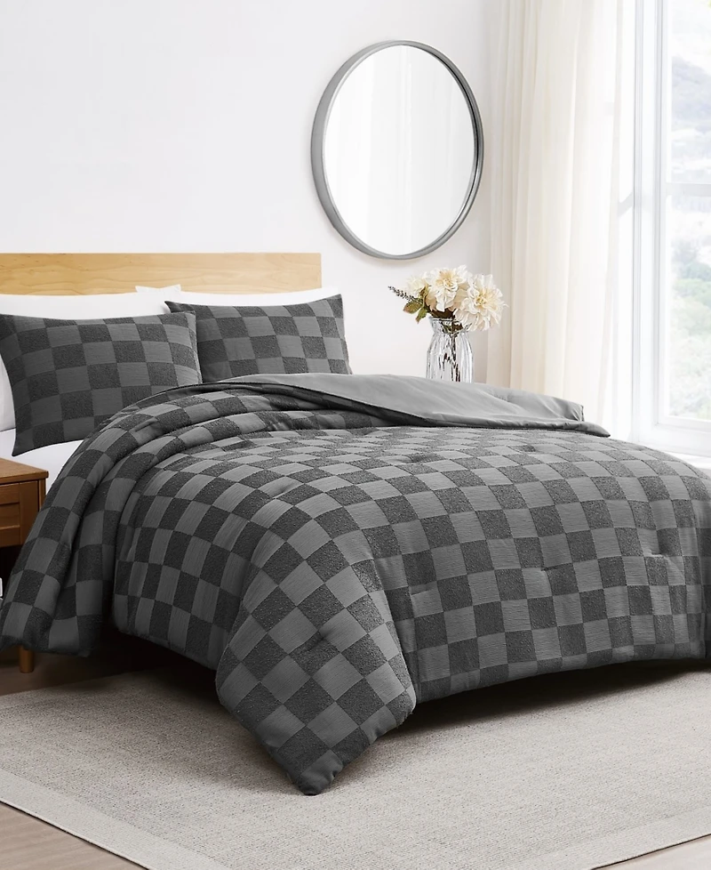 Truly Soft Textured Checkered 3-Pc. Comforter Set, Full/Queen
