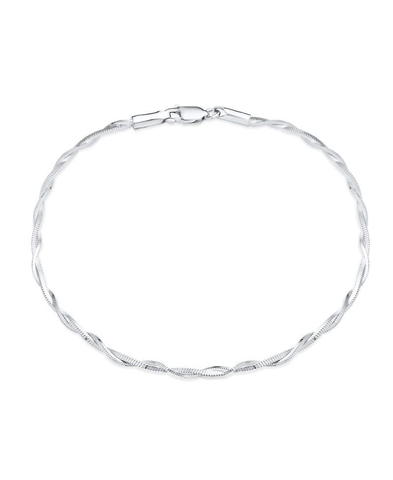 Bling Jewelry Simple Interlocking Double Box Chain Anklet Ankle Bracelet Sterling Silver 9 Inch