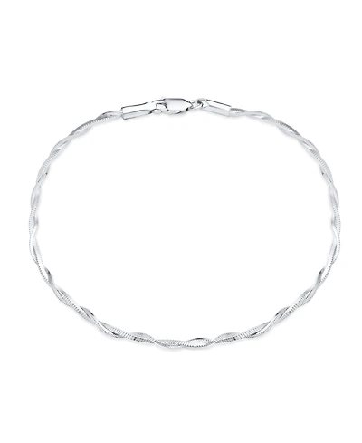 Bling Jewelry Simple Interlocking Double Box Chain Anklet Ankle Bracelet Sterling Silver 9 Inch