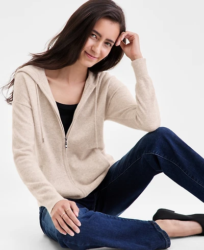 Charter Club Women's 100% Cashmere Zip Hoodie, Macy's Exclusive