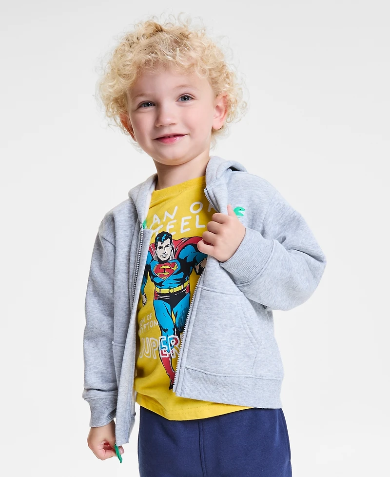 Epic Threads Toddler Boys 2T-4T Soft Heather Fleece Dino Zip-Up Hoodie, Exclusively at Macy's