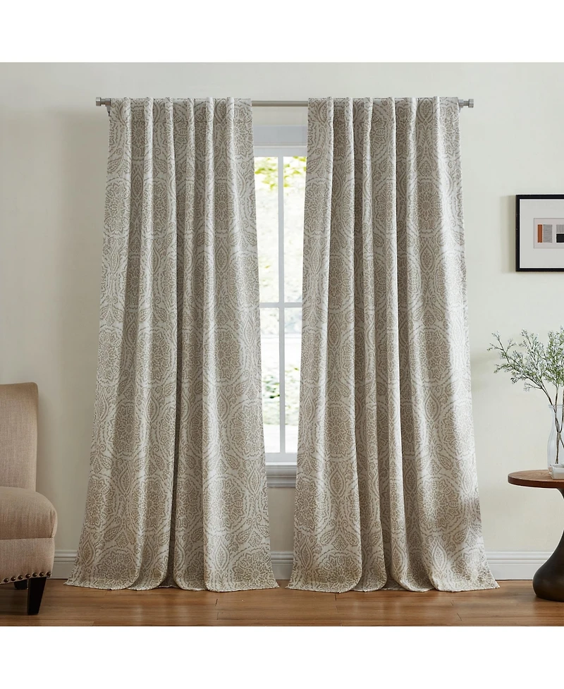 Elrene Home Fashions Giovanni Medallion Linen Blend Window Curtain Panel