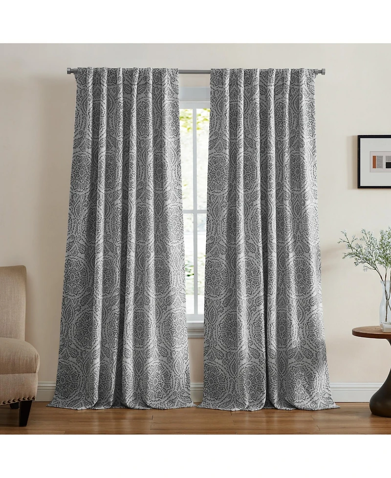 Elrene Home Fashions Giovanni Medallion Linen Blend Window Curtain Panel