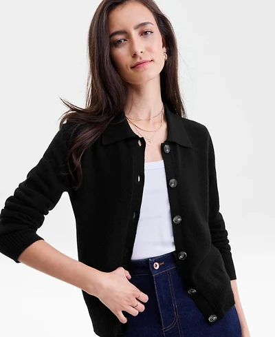 Charter Club Women's 100% Cashmere Collared Shrunken Cardigan, Macy's Exclusive
