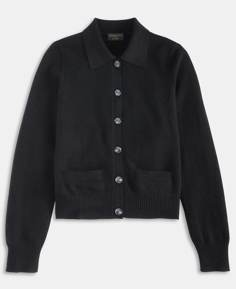 Charter Club Women's 100% Cashmere Collared Shrunken Cardigan, Macy's Exclusive