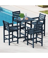 30 Inch Square Bar Table Dining Table with Slatted Tabletop for Poolside