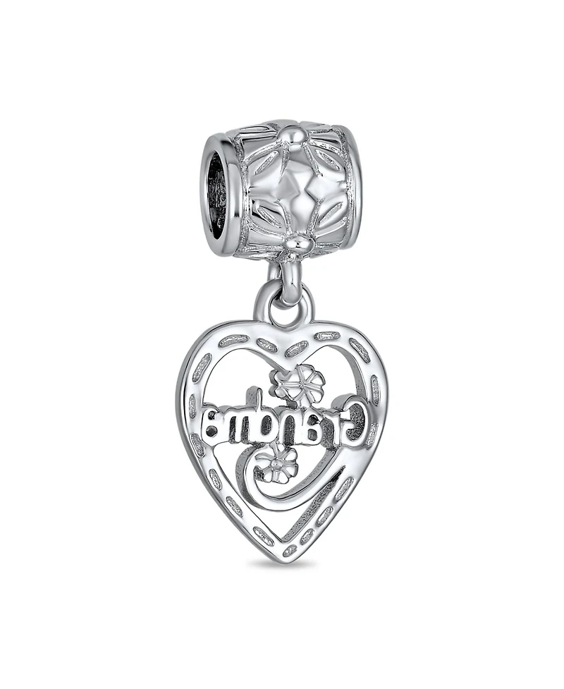 Bling Jewelry Antique Bff Heart Grandma Dangle Charm Bead for Sterling Silver Bracelet