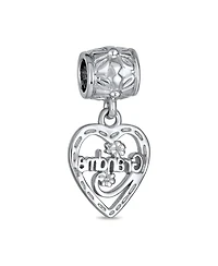 Bling Jewelry Antique Bff Heart Grandma Dangle Charm Bead for Sterling Silver Bracelet