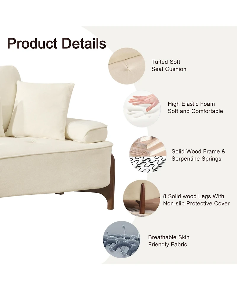 Streamdale Cozy Deep-Seated Sofa with Pillow (103")