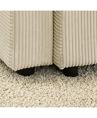 Streamdale Beige Corduroy Sofa Set with Storage & Cup Holders