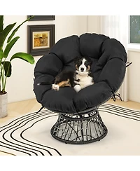 Pe Wicker Papasan Chair with Thick and Removable Cushion