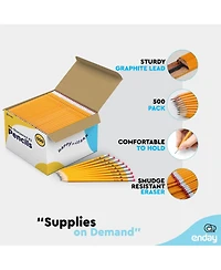 Enday #2 Pencils Bulk - 500 Pack, Pre-Sharpened Wood-Cased Yellow Pencils for Office and Classroom Supplies