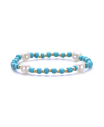 GiGiGirl 14K Gold Plating with Colored Beads Plated Accents Bracelet