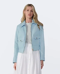 Furniq Uk Women's Cropped Leather Jacket, Created for Macy's