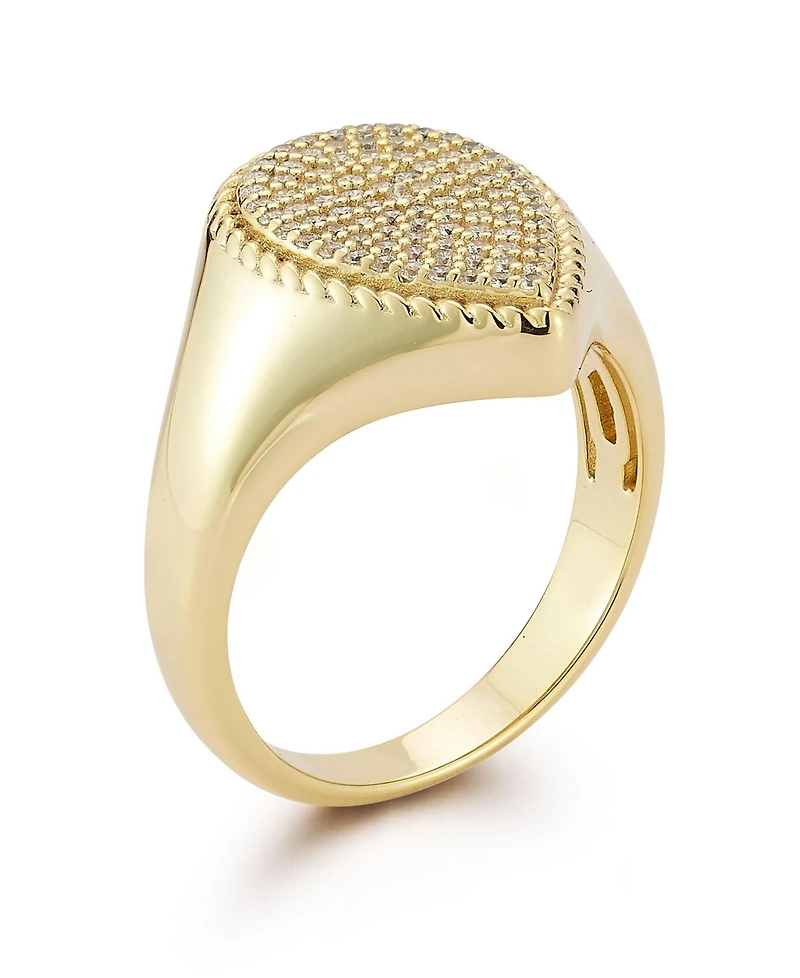 Rachel Zoe Sterling Silver Pave Pear Signet Ring