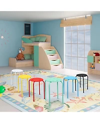 17.5 Inch Set of 6 Portable Plastic Stack Stools with Metal Frame