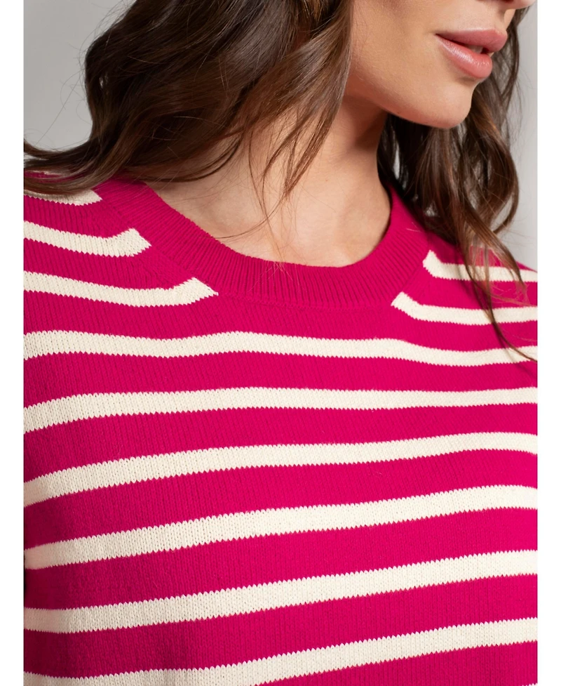 Celtic & Co. Women's Striped Knitted Crew Neck Tee