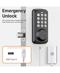 Zachvo Fingerprint Door Lock Keyless Deadbolt, Electric Door Locks with Keypads and Emergency Charging Port
