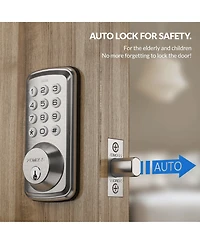 Zachvo Keyless Entry Deadbolt Lock, Electric Door Locks with Keypads and Emergency Charging Port, Satin Nickel