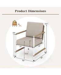 2 Packs Patio Aluminum Sofa with Wicker Backrest and Armrests