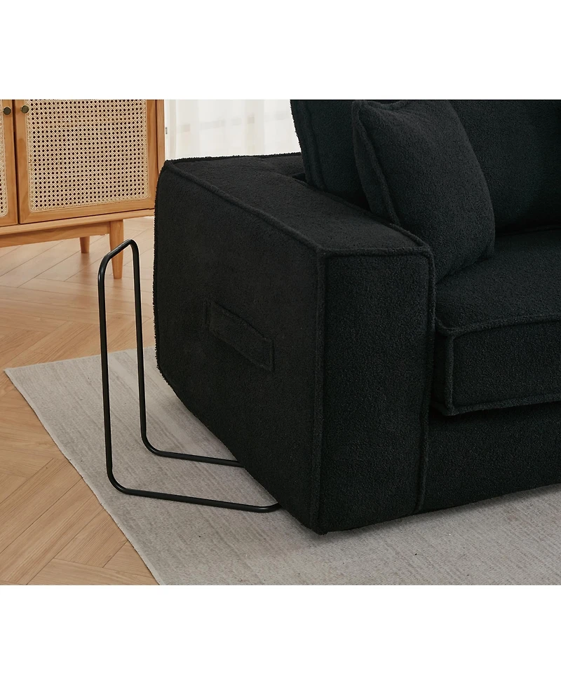 Streamdale Black Lamb Velvet Folding Sleeper Sofa Bed