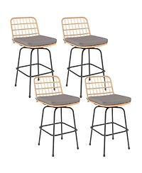 Patio Swivel Barstools Set of 2 with Soft Seat Cushions