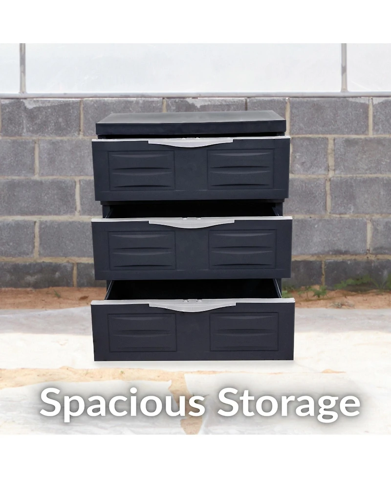 Heavy-Duty Plastic 3-Drawer Storage Cabinet Organizer - 29.5"
