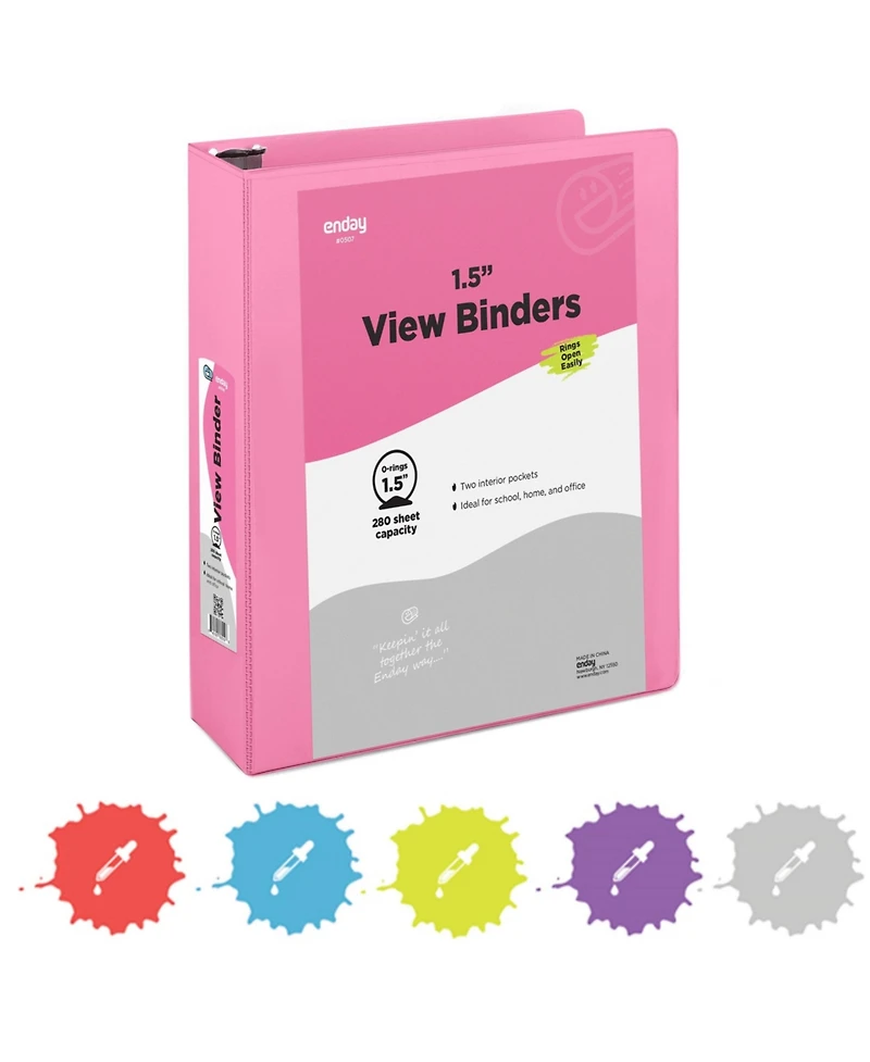 Enday 3-Ring Binder with Clear View Cover and 2 Inside Pockets – Heavy Duty Durable for School Supplies, Office Organization