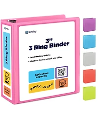 Enday 3-Ring Binder with Clear View Cover and 2 Inside Pockets – Heavy Duty Durable for School Supplies, Office Organization