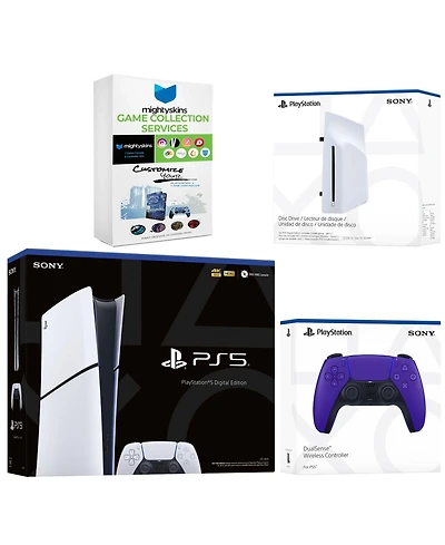 Sony PlayStation 5 Slim Digital Bundle with Disc Drive, Extra Controller and MightySkins Game Collection