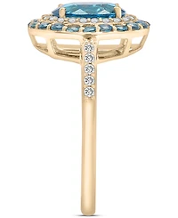 London Blue Topaz (2-1/10 ct. t.w.) & Diamond (1/5 ct. t.w.) Oval Halo Ring in 14k Gold