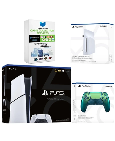 Sony PlayStation 5 Slim Digital Bundle with Disc Drive, Extra Controller and MightySkins Game Collection