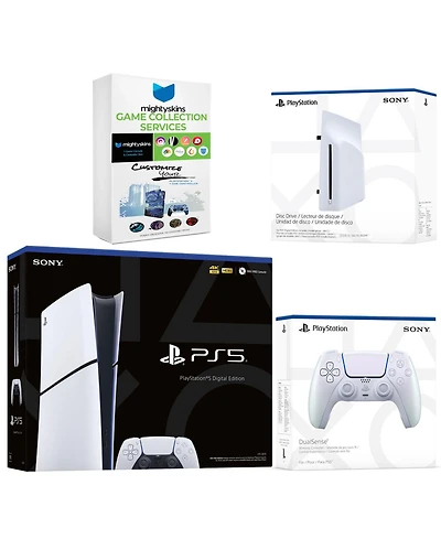 Sony PlayStation 5 Slim Digital Bundle with Disc Drive, Extra Controller and MightySkins Game Collection