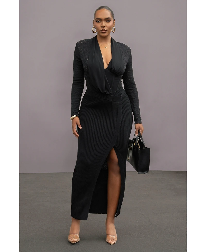 Jluxlabel Women's Hamptons Ribbed Slit Skirt