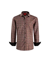 Elie Balleh Big Boys Black Slim Fit Paisley Print Shirt