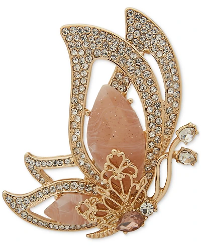Anne Klein Gold-Tone Pave & Stone Flying Butterfly Pin