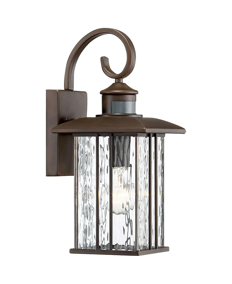 John Timberland Deaver Modern Outdoor Wall Light Fixtures Set of 2 Bronze Motion Sensor Dusk to Dawn 15 1/4" Water Glass for Exterior