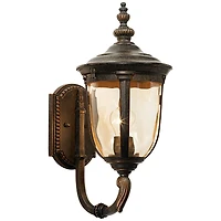 John Timberland Bellagio Rustic Vintage Outdoor Wall Light Fixtures Set of 2 Veranda Bronze Metal 16 1/2" Champagne Glass for Post Exterior