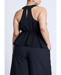 Eloquii Women's Halter Top With Peplum