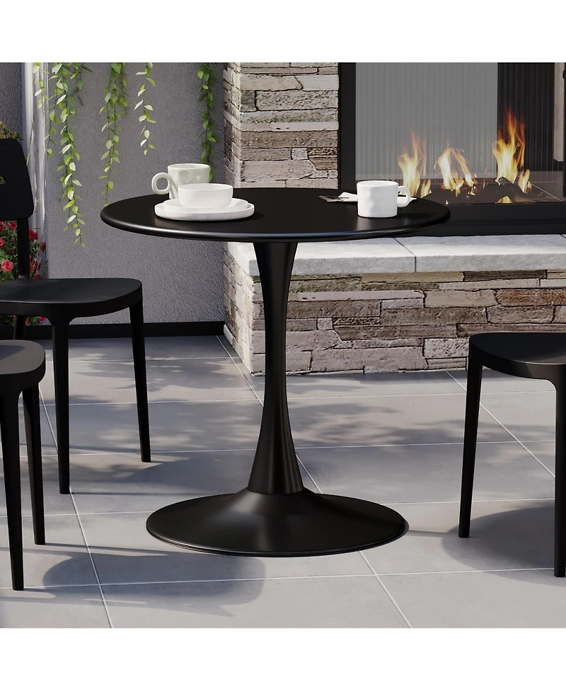 31.5" Round Outdoor Indoor Metal Cocktail Dining Table