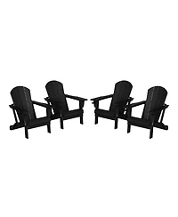 Outdoor Patio Hdpe Resin Folding Adirondack Chairs With Cup Holder and Phone (Set of Four