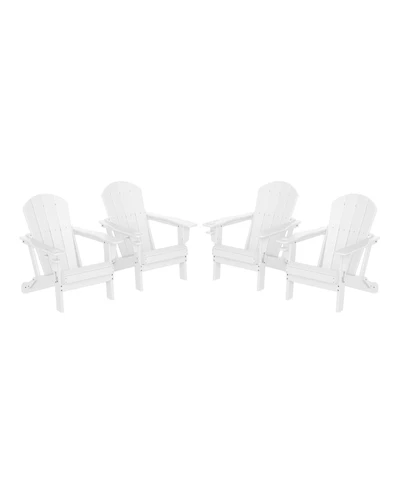 Outdoor Patio Hdpe Resin Folding Adirondack Chairs With Cup Holder and Phone Holder (Set of Four