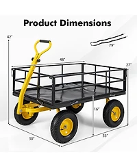 Utility Garden Wagon with 4 Removable Side Panels and 900/1200 Lbs Load Capacity