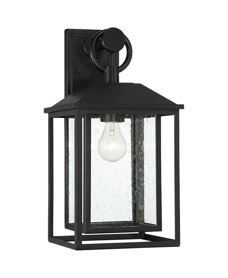 John Timberland Califa Mission Outdoor Wall Light Fixture Black Metal 18" Clear Seedy Glass for Post Exterior Barn Deck House Porch Yard Patio Ho