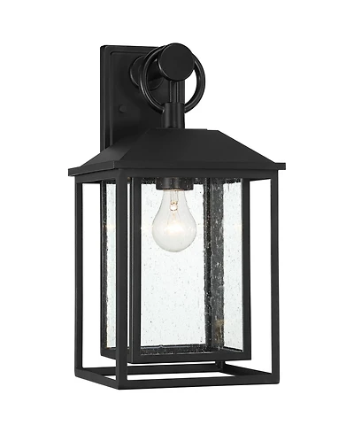 John Timberland Califa Mission Outdoor Wall Light Fixture Black Metal 18" Clear Seedy Glass for Post Exterior Barn Deck House Porch Yard Patio Ho