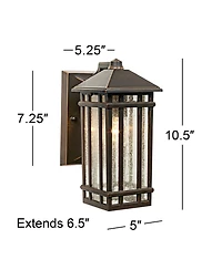 Kathy Ireland Sierra Craftsman Mission Outdoor Wall Light Fixtures Set of 2 Rubbed Bronze 10 1/2" Seedy Glass Panels for Post Exterior Light Barn