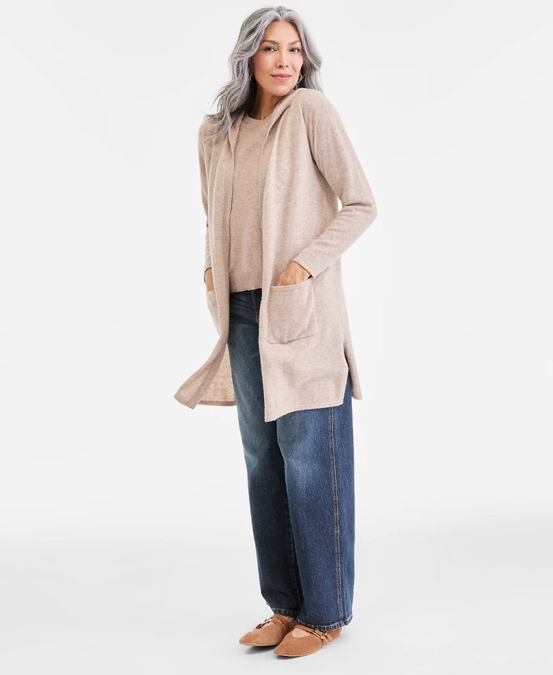 Charter Club Women's 100% Cashmere Open-Front Hoodie, Macy's Exclusive